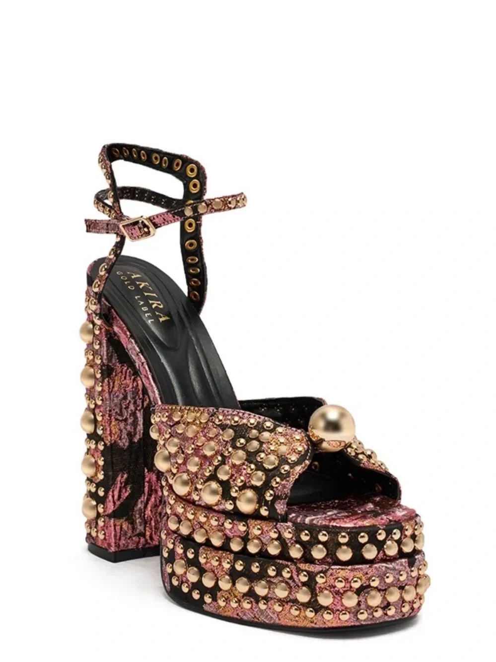 AKIRA Pink Rose Gold Studded Platform Sandal